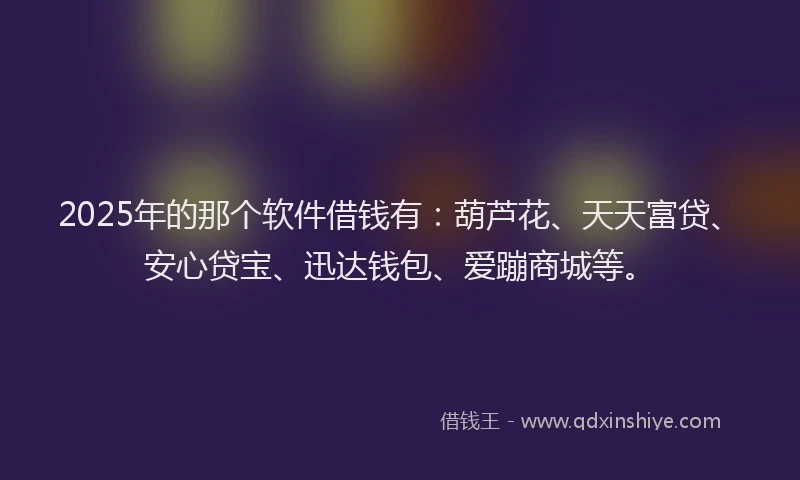 2025年的那个软件借钱有：葫芦花、天天富贷、安心贷宝、迅达钱包、爱蹦商城等。