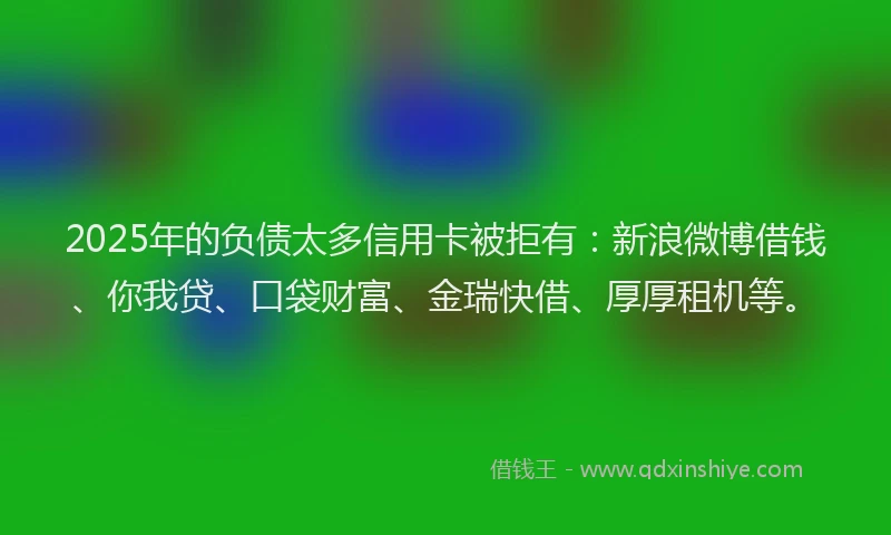 2025年的负债太多信用卡被拒有：新浪微博借钱、你我贷、口袋财富、金瑞快借、厚厚租机等。