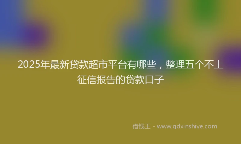 2025年最新贷款超市平台有哪些，整理五个不上征信报告的贷款口子