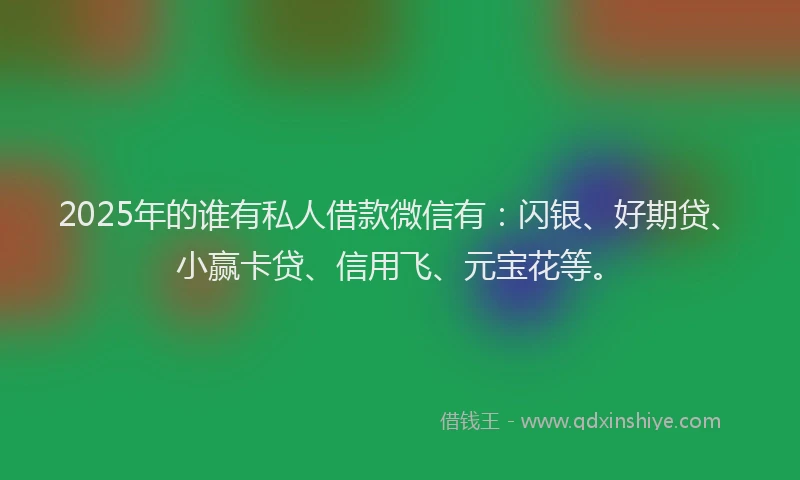 2025年的谁有私人借款微信有：闪银、好期贷、小赢卡贷、信用飞、元宝花等。