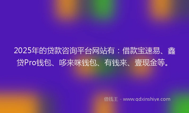 2025年的贷款咨询平台网站有：借款宝速易、鑫贷Pro钱包、哆来咪钱包、有钱来、壹现金等。