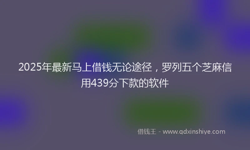 2025年最新马上借钱无论途径，罗列五个芝麻信用439分下款的软件