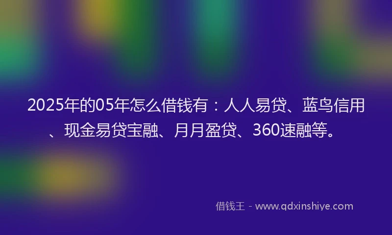 2025年的05年怎么借钱有：人人易贷、蓝鸟信用、现金易贷宝融、月月盈贷、360速融等。