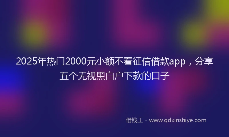 2025年热门2000元小额不看征信借款app，分享五个无视黑白户下款的口子