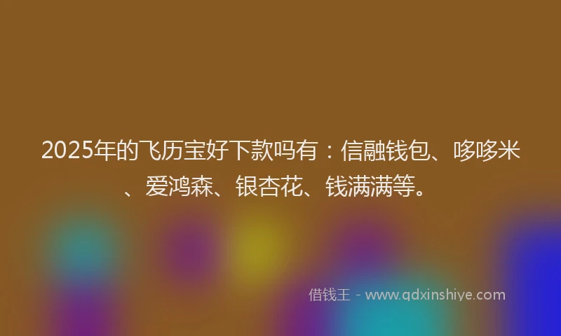 2025年的飞历宝好下款吗有：信融钱包、哆哆米、爱鸿森、银杏花、钱满满等。