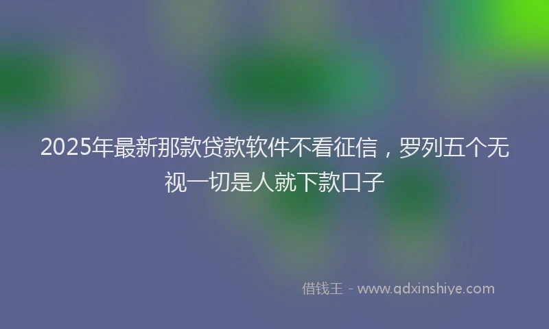 2025年最新那款贷款软件不看征信，罗列五个无视一切是人就下款口子