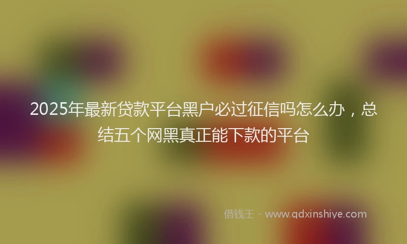 2025年最新贷款平台黑户必过征信吗怎么办，总结五个网黑真正能下款的平台