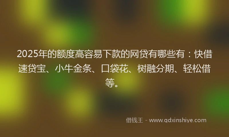 2025年的额度高容易下款的网贷有哪些有：快借速贷宝、小牛金条、口袋花、树融分期、轻松借等。