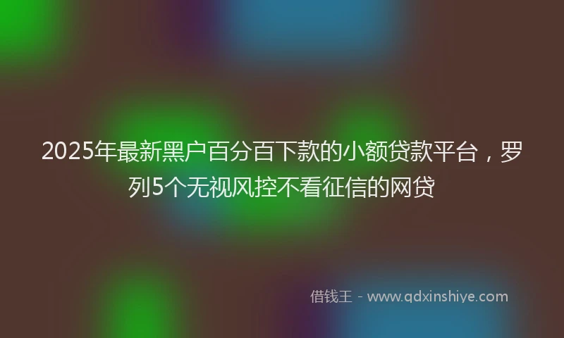 2025年最新黑户百分百下款的小额贷款平台，罗列5个无视风控不看征信的网贷