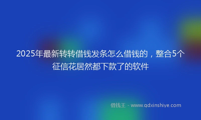 2025年最新转转借钱发条怎么借钱的，整合5个征信花居然都下款了的软件