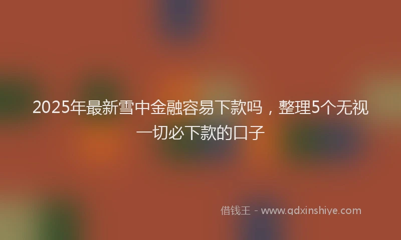2025年最新雪中金融容易下款吗，整理5个无视一切必下款的口子