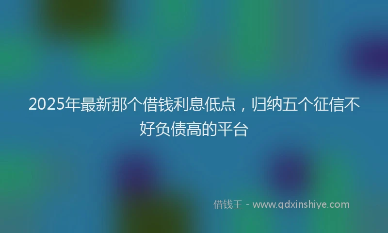 2025年最新那个借钱利息低点，归纳五个征信不好负债高的平台
