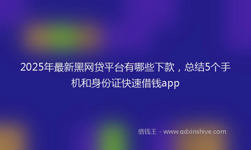 2025年最新黑网贷平台有哪些下款，总结5个手机和身份证快速借钱app