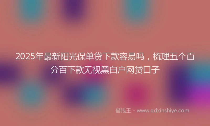 2025年最新阳光保单贷下款容易吗，梳理五个百分百下款无视黑白户网贷口子