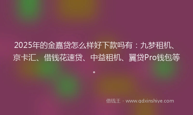 2025年的金嘉贷怎么样好下款吗有：九梦租机、京卡汇、借钱花速贷、中益租机、翼贷Pro钱包等。