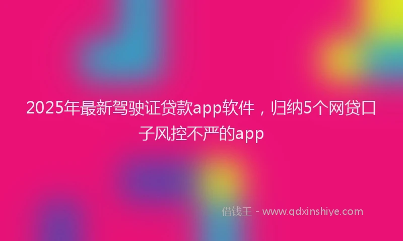 2025年最新驾驶证贷款app软件，归纳5个网贷口子风控不严的app