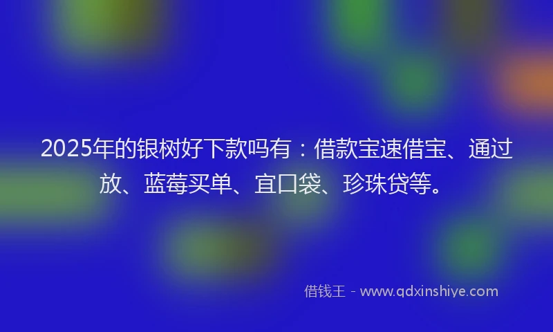 2025年的银树好下款吗有：借款宝速借宝、通过放、蓝莓买单、宜口袋、珍珠贷等。