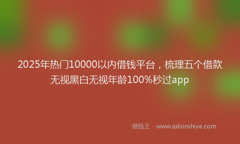 2025年热门10000以内借钱平台，梳理五个借款无视黑白无视年龄100%秒过app