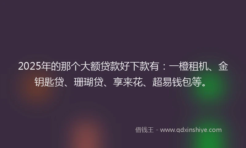 2025年的那个大额贷款好下款有：一橙租机、金钥匙贷、珊瑚贷、享来花、超易钱包等。