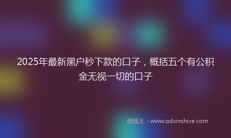 2025年最新黑户秒下款的口子，概括五个有公积金无视一切的口子