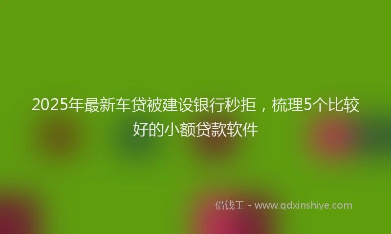 2025年最新车贷被建设银行秒拒，梳理5个比较好的小额贷款软件