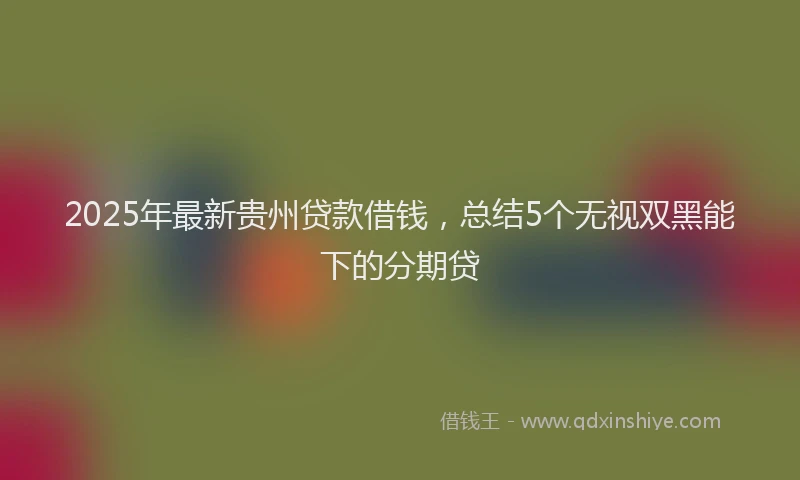 2025年最新贵州贷款借钱，总结5个无视双黑能下的分期贷