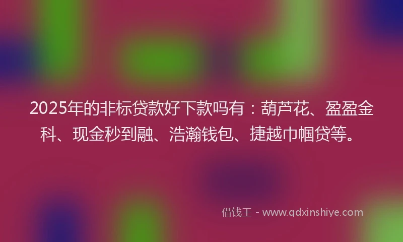 2025年的非标贷款好下款吗有：葫芦花、盈盈金科、现金秒到融、浩瀚钱包、捷越巾帼贷等。