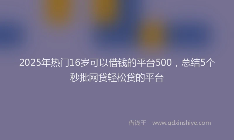 2025年热门16岁可以借钱的平台500，总结5个秒批网贷轻松贷的平台
