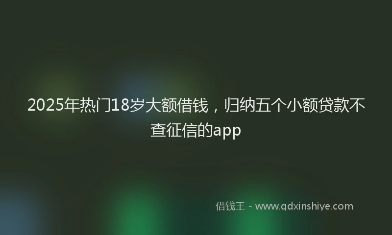 2025年热门18岁大额借钱，归纳五个小额贷款不查征信的app