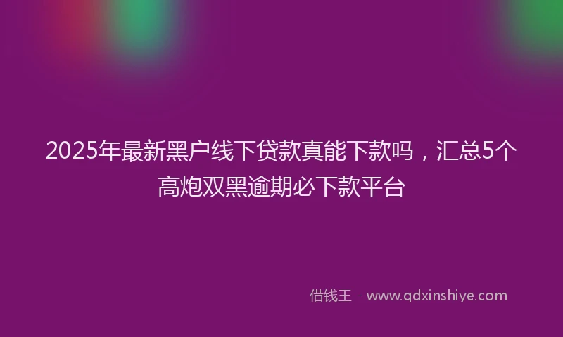 2025年最新黑户线下贷款真能下款吗，汇总5个高炮双黑逾期必下款平台