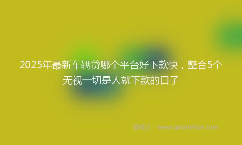 2025年最新车辆贷哪个平台好下款快，整合5个无视一切是人就下款的口子