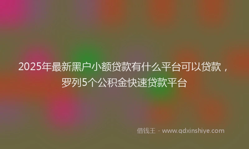 2025年最新黑户小额贷款有什么平台可以贷款，罗列5个公积金快速贷款平台