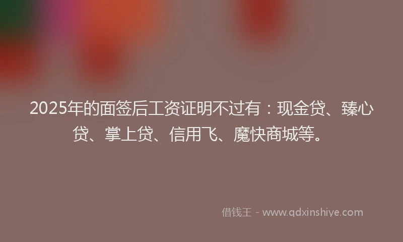 2025年的面签后工资证明不过有:现金贷、臻心贷、掌上贷、信用飞、魔快商城等。