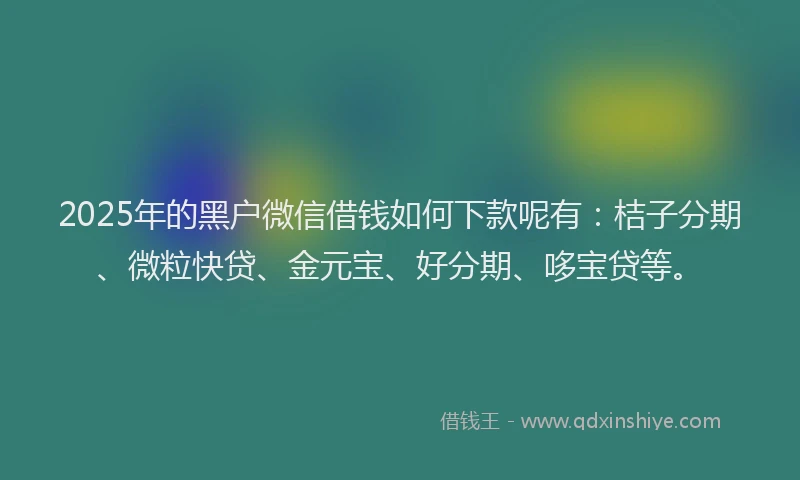 2025年的黑户微信借钱如何下款呢有：桔子分期、微粒快贷、金元宝、好分期、哆宝贷等。