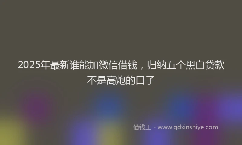 2025年最新谁能加微信借钱，归纳五个黑白贷款不是高炮的口子