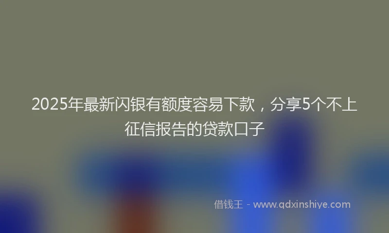 2025年最新闪银有额度容易下款，分享5个不上征信报告的贷款口子