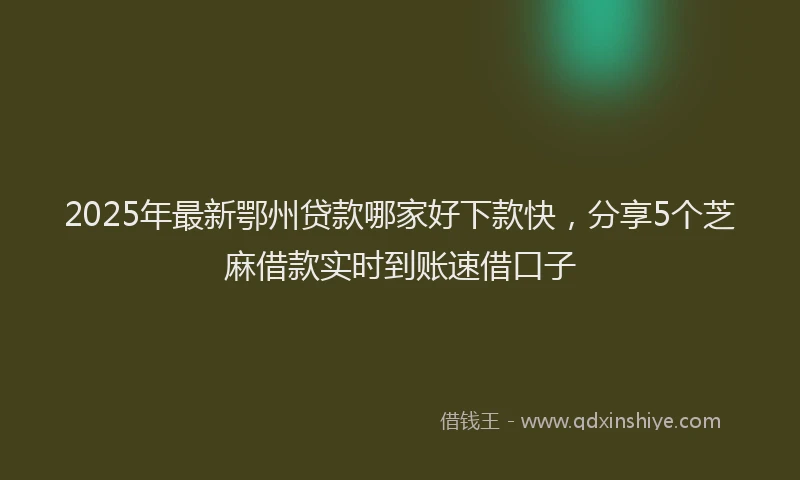 2025年最新鄂州贷款哪家好下款快，分享5个芝麻借款实时到账速借口子