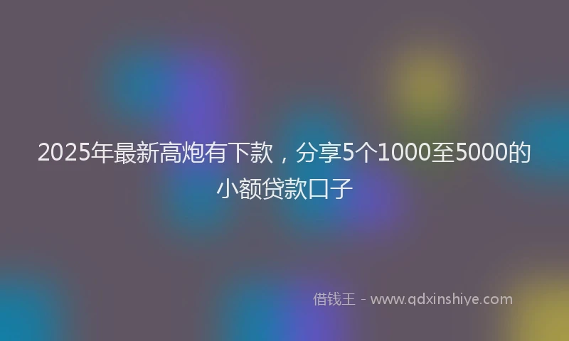 2025年最新高炮有下款，分享5个1000至5000的小额贷款口子