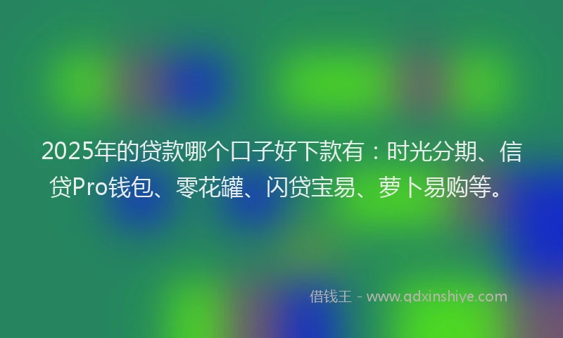 2025年的贷款哪个口子好下款有：时光分期、信贷Pro钱包、零花罐、闪贷宝易、萝卜易购等。
