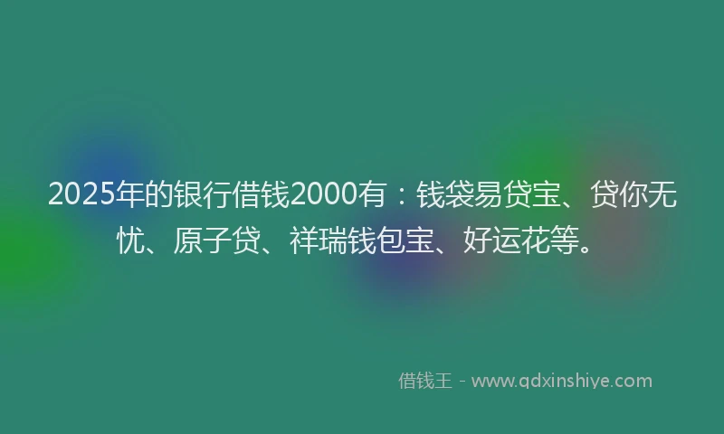 2025年的银行借钱2000有：钱袋易贷宝、贷你无忧、原子贷、祥瑞钱包宝、好运花等。