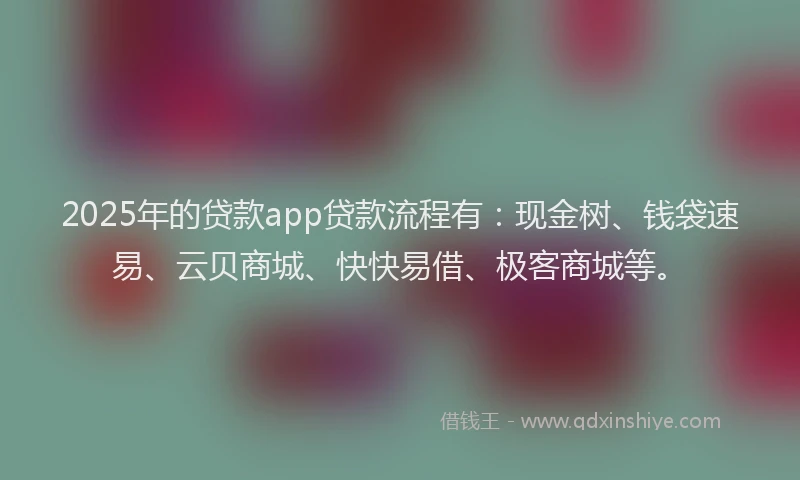2025年的贷款app贷款流程有：现金树、钱袋速易、云贝商城、快快易借、极客商城等。