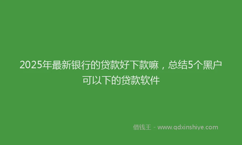 2025年最新银行的贷款好下款嘛，总结5个黑户可以下的贷款软件