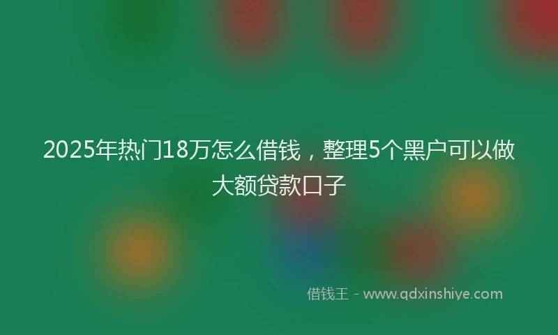 2025年热门18万怎么借钱，整理5个黑户可以做大额贷款口子
