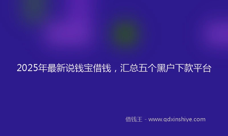 2025年最新说钱宝借钱，汇总五个黑户下款平台