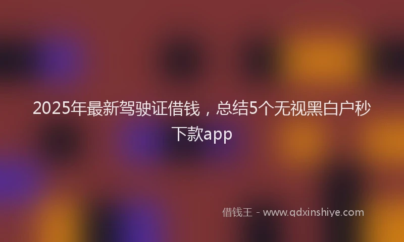 2025年最新驾驶证借钱，总结5个无视黑白户秒下款app