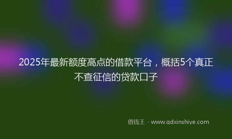 2025年最新额度高点的借款平台，概括5个真正不查征信的贷款口子