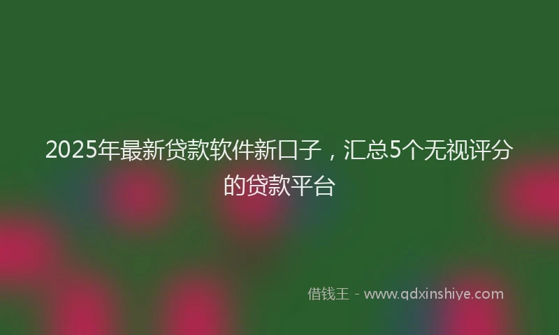 2025年最新贷款软件新口子，汇总5个无视评分的贷款平台