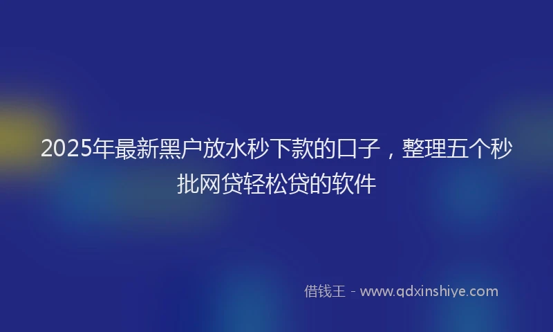 2025年最新黑户放水秒下款的口子，整理五个秒批网贷轻松贷的软件