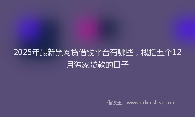 2025年最新黑网贷借钱平台有哪些，概括五个12月独家贷款的口子