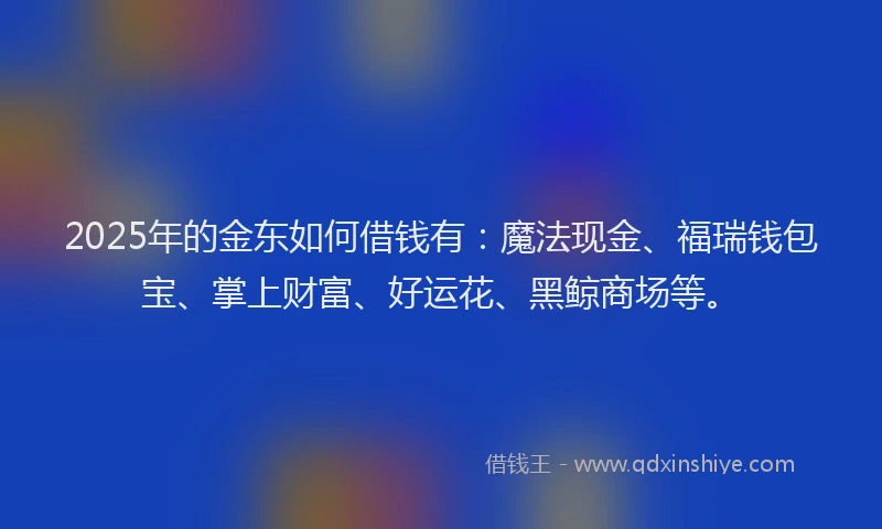 2025年的金东如何借钱有：魔法现金、福瑞钱包宝、掌上财富、好运花、黑鲸商场等。